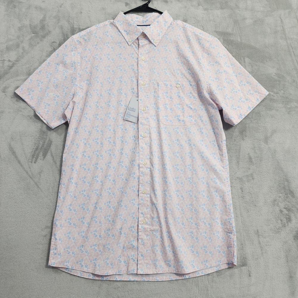 Croft & Barrow Shirt Mens MT Pink Floral Performance Short Sleeve Stretch Casual